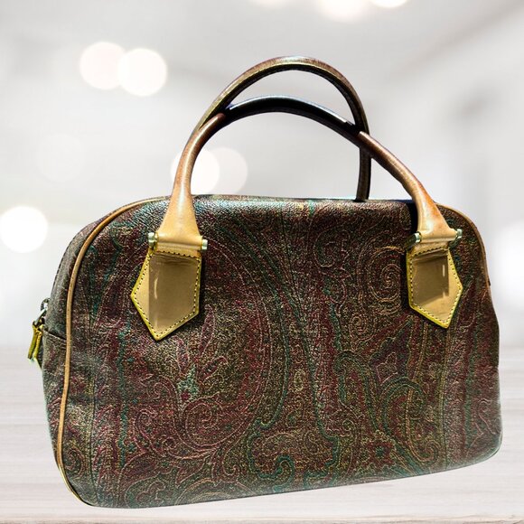 Vintage Etro Multicolor Paisley Print Satchel - made in Italy - Picture 1 of 13